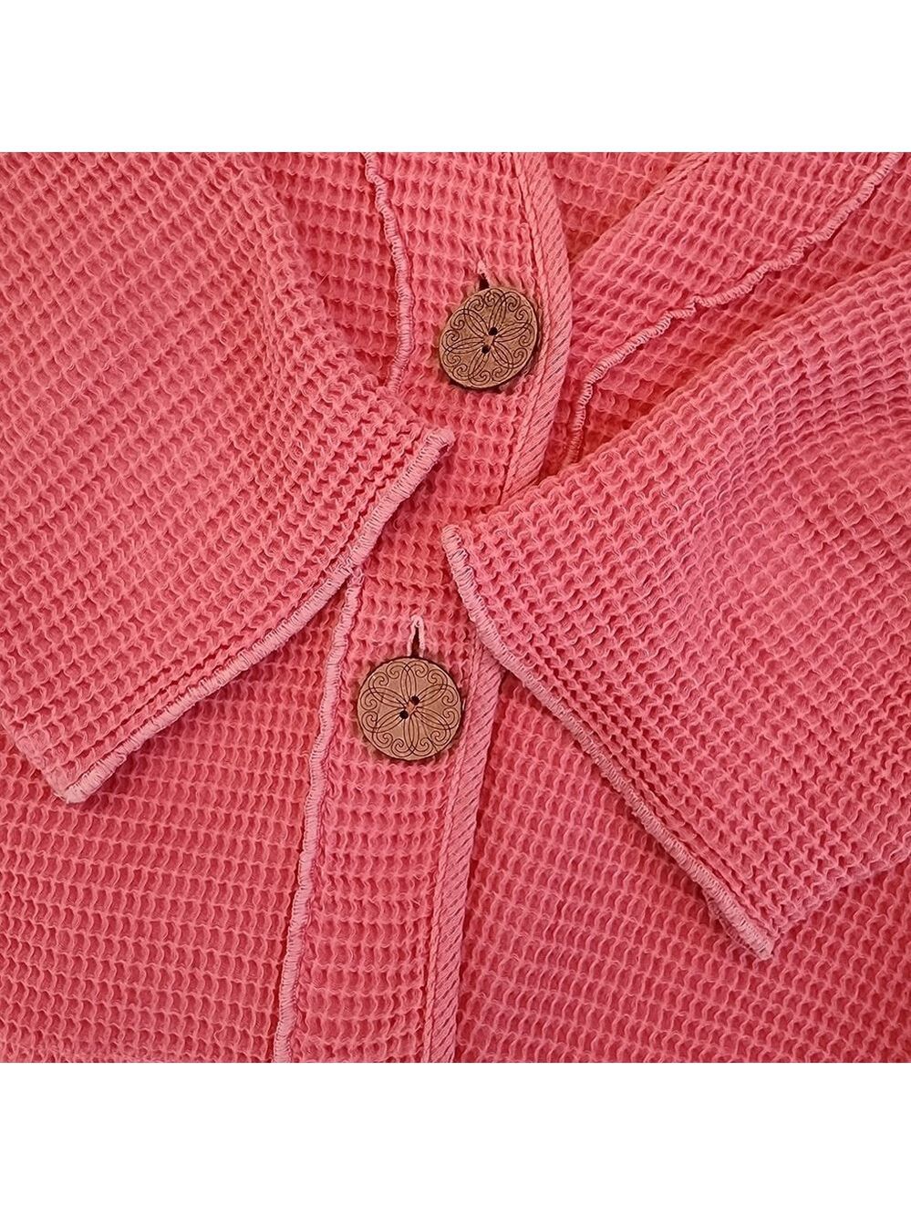 Focus Casual Life Waffle Knit Cardigan Jacket Small Coral Pink NWOT